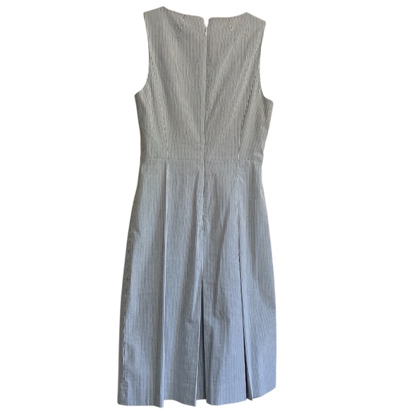 J Crew 365 NWOT Blue White Seersucker Pleated Skirt Sleeveless Dress SZ 4 - Picture 6 of 13